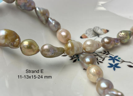 One-Of-A-Kind 12-29 mm Large Hole Baroque Freshwater Pearl Beads 2.2mm Hole Genuine Natural Mauve Pink and Seaweed Baroque Pearls #P2945