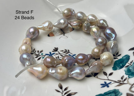 One-Of-A-Kind 12-29 mm Large Hole Baroque Freshwater Pearl Beads 2.2mm Hole Genuine Natural Mauve Pink and Seaweed Baroque Pearls #P2945