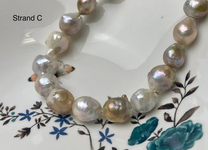 One-Of-A-Kind 12-21 mm AAA Large Hole Natural Mauve Pink Baroque Pearl Beads 2.2 mm Hole Natural Edison Pearl With Iridescent Color #P2946