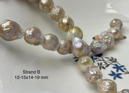 One-Of-A-Kind 12-21 mm AAA Large Hole Natural Mauve Pink Baroque Pearl Beads 2.2 mm Hole Natural Edison Pearl With Iridescent Color #P2946