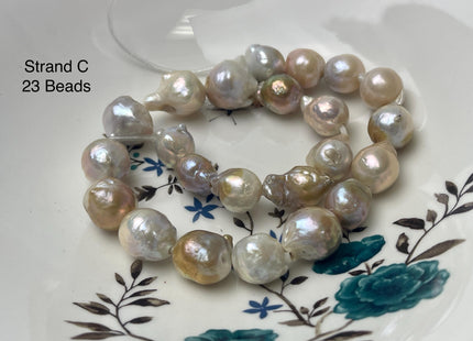 One-Of-A-Kind 12-21 mm AAA Large Hole Natural Mauve Pink Baroque Pearl Beads 2.2 mm Hole Natural Edison Pearl With Iridescent Color #P2946