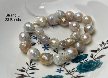 One-Of-A-Kind 12-21 mm AAA Large Hole Natural Mauve Pink Baroque Pearl Beads 2.2 mm Hole Natural Edison Pearl With Iridescent Color #P2946