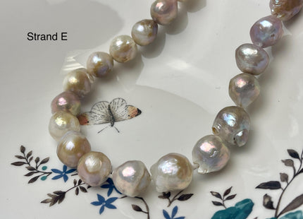 One-Of-A-Kind 12-21 mm AAA Large Hole Natural Mauve Pink Baroque Pearl Beads 2.2 mm Hole Natural Edison Pearl With Iridescent Color #P2946