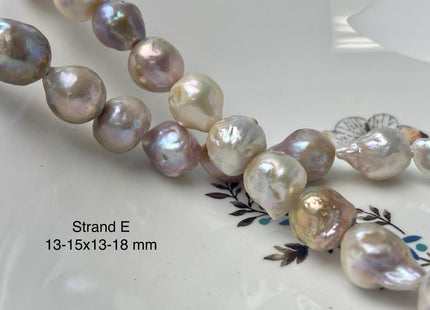 One-Of-A-Kind 12-21 mm AAA Large Hole Natural Mauve Pink Baroque Pearl Beads 2.2 mm Hole Natural Edison Pearl With Iridescent Color #P2946