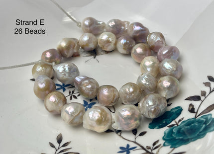 One-Of-A-Kind 12-21 mm AAA Large Hole Natural Mauve Pink Baroque Pearl Beads 2.2 mm Hole Natural Edison Pearl With Iridescent Color #P2946