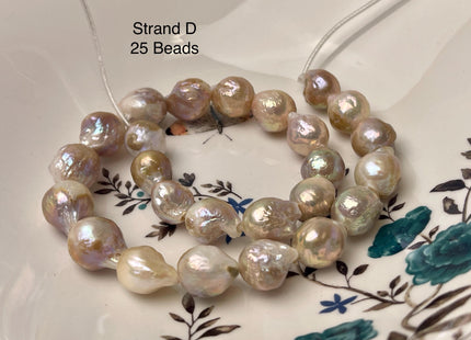 One-Of-A-Kind 12-21 mm AAA Large Hole Natural Mauve Pink Baroque Pearl Beads 2.2 mm Hole Natural Edison Pearl With Iridescent Color #P2946