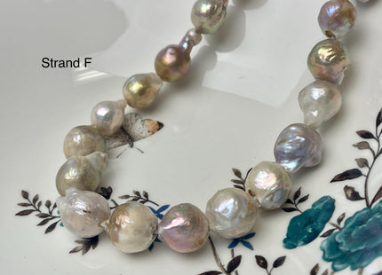 One-Of-A-Kind 12-21 mm AAA Large Hole Natural Mauve Pink Baroque Pearl Beads 2.2 mm Hole Natural Edison Pearl With Iridescent Color #P2946