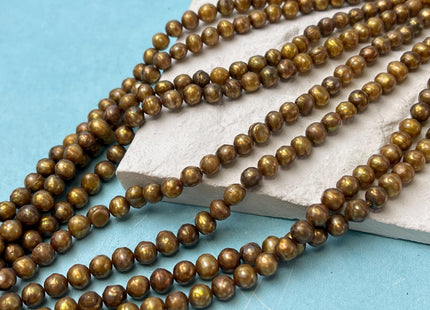 6-7 mm AA Dark Champagne Brown Color Rare Faceted Off Round Freshwater Pearl Beads #P2948