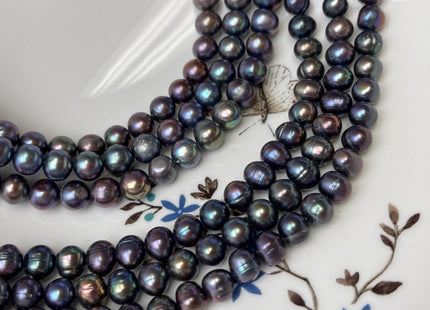 7.5-8 mm AA Dark Peacock Off Round or Potato Freshwater Pearls Genuine Very Rare High Luster Peacock Pearls #P2950