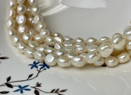 9x9-11 mm AAA Natural White High Luster Rice Nugget Freshwater Pearl Bead Genuine Natural White Nugget Freshwater Pearls 39-41 Beads #P2951