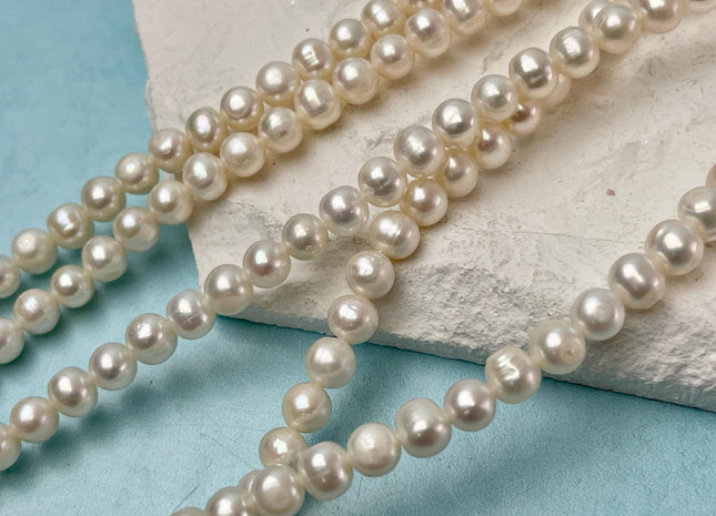 6 mm 6.5-7 mm Natural White Potato Freshwater Pearl Beads Genuine Natural Freshwater Pearls #1393