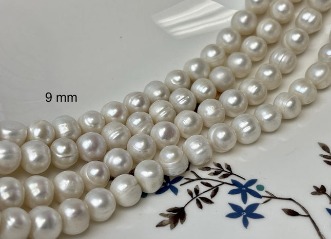 10-11 mm Natural White Potato Ringed Freshwater Pearl Beads Genuine Natural Pearl Beads, Cultured Freshwater Pearls #559
