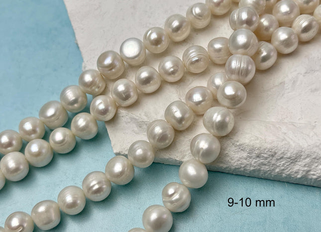 10-11 mm Natural White OR Peacock Potato Ringed Freshwater Pearl Beads Genuine Natural Pearl Beads, Cultured Freshwater Pearls #559