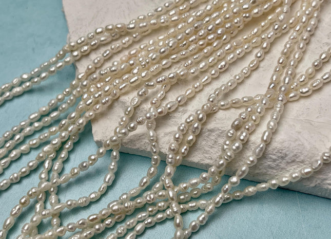 2-2.5x4 mm Natural White Rice Tiny Freshwater Seed Pearls Tiny Freshwater Pearl Beads Genuine Natural Rice Freshwater Pearls #P3146
