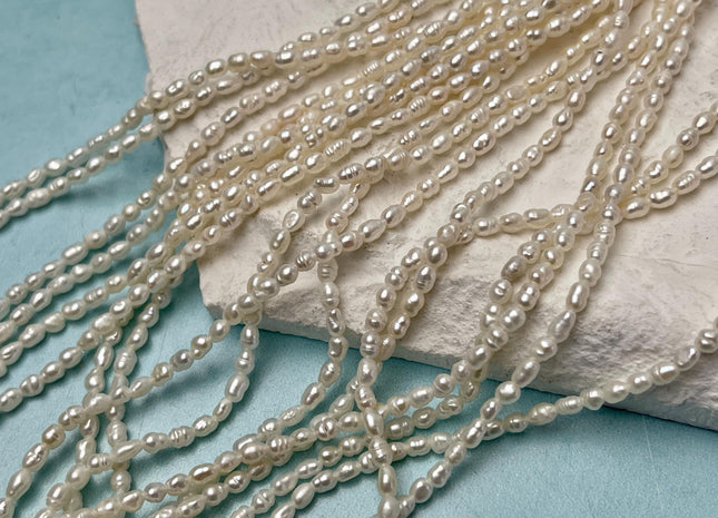 2-2.5x4 mm Natural White Rice Tiny Freshwater Seed Pearls Tiny Freshwater Pearl Beads Genuine Natural Rice Freshwater Pearls #P3146