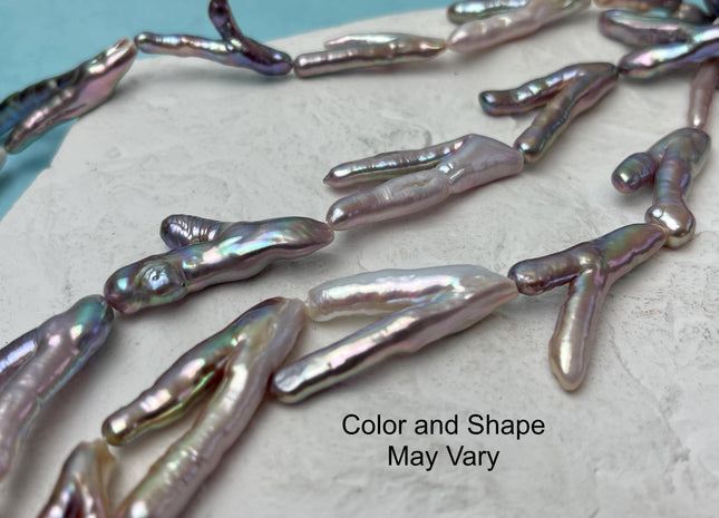 25-35mm AAA Rare Chicken Feet Shape Natural Dark Mauve Pink High Luster Limited Edition Biwa Pearl Beads 13 Beads #P3148