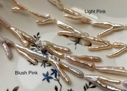 25-35mm AAA Rare Chicken Feet Shape Natural Light/Blush Pink High Luster Limited Edition Biwa Pearl Beads 13-14 Beads #P3150