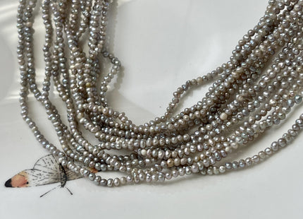 2 mm Gray Tiny Freshwater Pearl Potato Shape Genuine Freshwater Seed Gray Color Pearl Beads #1253