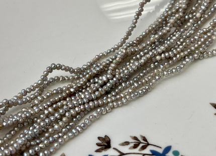 2 mm Gray Tiny Freshwater Pearl Potato Shape Genuine Freshwater Seed Gray Color Pearl Beads #1253