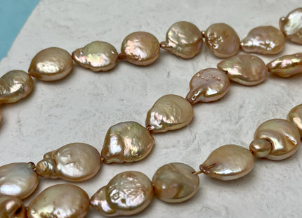 11 mm Freshwater Coin Pearl Beads Light Champagne, Cultured Freshwater Coin Pearl, Genuine Freshwater Pearl Beads #149