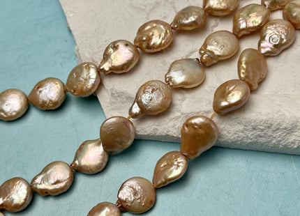 11 mm Freshwater Coin Pearl Beads Light Champagne, Cultured Freshwater Coin Pearl, Genuine Freshwater Pearl Beads #149