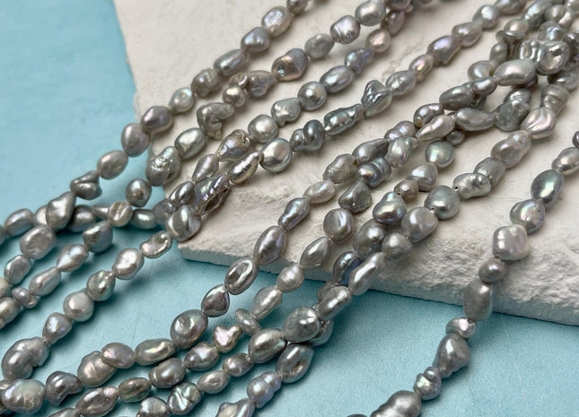 5-6x6-8 mm Gray Color Keshi Nugget Freshwater Pearl Beads Very Rare Genuine Freshwater Tiny Keshi Rice Nugget Pearls #P3151
