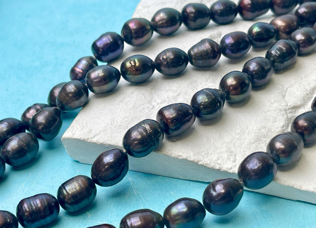 10-11x12-13 mm Dark Brown Peacock Color Freshwater Rice/Oval Pearls Genuine Freshwater Rice Pearl Beads #P2953