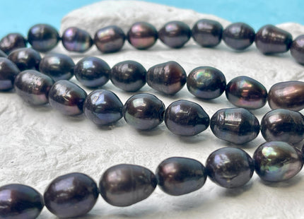 10-11x12-13 mm Dark Brown Peacock Color Freshwater Rice/Oval Pearls Genuine Freshwater Rice Pearl Beads #P2953