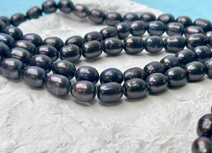 9x10-11 mm AA Dark Brownish Black Peacock Color Freshwater Rice/Oval Pearls Genuine High Luster Freshwater Rice Pearl Beads #P2954