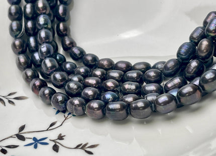 9x10-11 mm AA Dark Brownish Black Peacock Color Freshwater Rice/Oval Pearls Genuine High Luster Freshwater Rice Pearl Beads #P2954