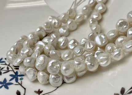 8-10 mm AAA Half Strand High Luster Natural White Keshi Nugget Freshwater Pearl Beads Large Hole Size 1.5 mm Pearl 24 Beads #P3153