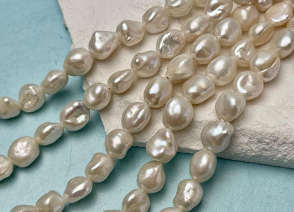 9-10x10-11mm AA Half Strand High Luster Natural White Keshi Nugget Freshwater Pearl Beads Large Hole Size 1.5mm 19 Beads #P3156