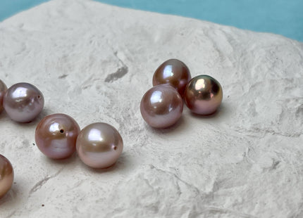 ONE Piece Rare AAA 10-13 mm Quality Luster Half Drilled Off Round Baroque Freshwater Pearl Genuine Natural Purple Mauve Edison Pearls #P3136