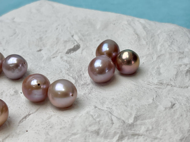 ONE Piece Rare AAA 10-13 mm Quality Luster Half Drilled Off Round Baroque Freshwater Pearl Genuine Natural Purple Mauve Edison Pearls #P3136
