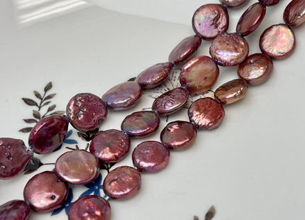 10-12 mm Dark Cranberry Red Freshwater Coin Pearl Beads Genuine Red Color Freshwater Round Coin Freshwater Pearl Beads #P3138