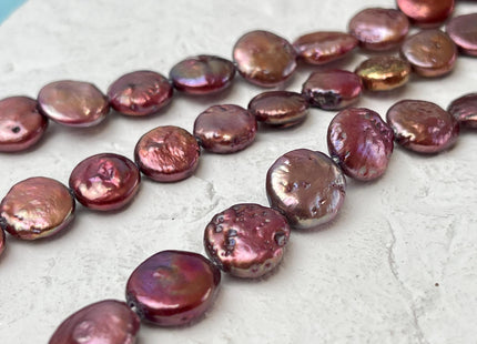 10-12 mm Dark Cranberry Red Freshwater Coin Pearl Beads Genuine Red Color Freshwater Round Coin Freshwater Pearl Beads #P3138