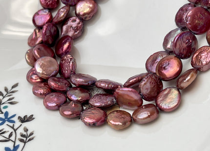 10-12 mm Dark Cranberry Red Freshwater Coin Pearl Beads Genuine Red Color Freshwater Round Coin Freshwater Pearl Beads #P3138