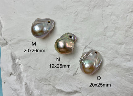ONE Piece 17-20x25-30 mm AAA Large Hole Jumbo Pinkish Gray Baroque Pearl Hole Size 2.2mm Genuine High Luster TopDrilled Baroque Pearl #P2952