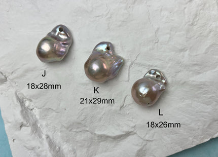 ONE Piece 17-20x25-30 mm AAA Large Hole Jumbo Pinkish Gray Baroque Pearl Hole Size 2.2mm Genuine High Luster TopDrilled Baroque Pearl #P2952