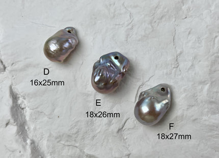 ONE Piece 17-20x25-30 mm AAA Large Hole Jumbo Pinkish Gray Baroque Pearl Hole Size 2.2mm Genuine High Luster TopDrilled Baroque Pearl #P2952