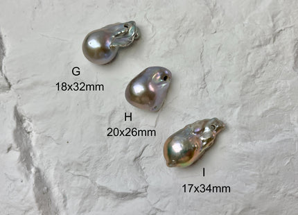 ONE Piece 17-20x25-30 mm AAA Large Hole Jumbo Pinkish Gray Baroque Pearl Hole Size 2.2mm Genuine High Luster TopDrilled Baroque Pearl #P2952