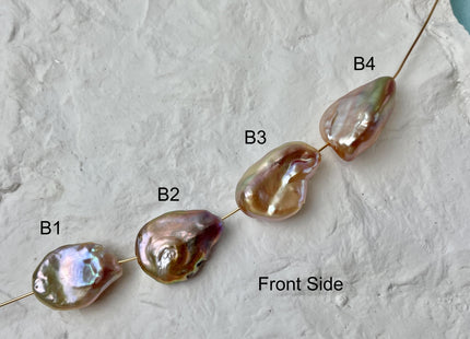 One-Of-A-Kind 17-19x23-25 mm AAA Large Hole Jumbo Natural Pink Mauve Baroque Pearl Hole Size 1.5mm Genuine High Luster Baroque Beads #P2956