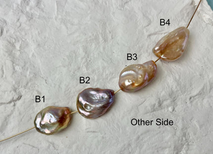 One-Of-A-Kind 17-19x23-25 mm AAA Large Hole Jumbo Natural Pink Mauve Baroque Pearl Hole Size 1.5mm Genuine High Luster Baroque Beads #P2956