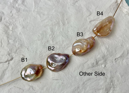 One-Of-A-Kind 17-19x23-25 mm AAA Large Hole Jumbo Natural Pink Mauve Baroque Pearl Hole Size 1.5mm Genuine High Luster Baroque Beads #P2956