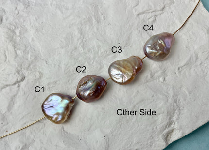 One-Of-A-Kind 17-19x23-25 mm AAA Large Hole Jumbo Natural Pink Mauve Baroque Pearl Hole Size 1.5mm Genuine High Luster Baroque Beads #P2956