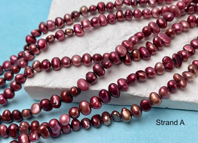 4-5 mm Rose Pink Color Potato Nugget Freshwater Pearl Beads Genuine Tiny Freshwater Pearls #P2957