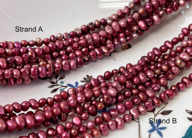 4-5 mm Rose Pink Color Potato Nugget Freshwater Pearl Beads Genuine Tiny Freshwater Pearls #P2957