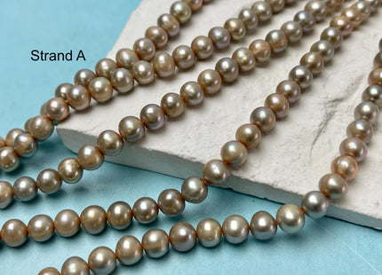 7-8 mm AA Beige Champagne Color Potato Freshwater Pearl Beads Genuine High Luster Freshwater Pearl 58 Beads #P2959