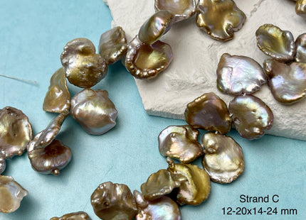 12-20x14-28 mm Natural Mauve Pink Seaweed Color Top Drilled Freshwater Pearl Beads Genuine High Luster Natural Cornflake Keshi Pearls #P3140