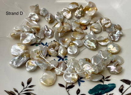 11-18x10-23 mm AA Natural White Seaweed Color Top Drilled Freshwater Pearl Beads Genuine High Luster Natural Cornflake Keshi Pearls #P3141